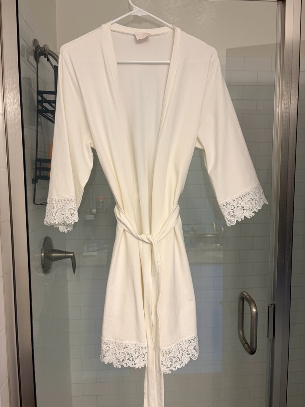 LeRose Lace-Trim Bridal Robe